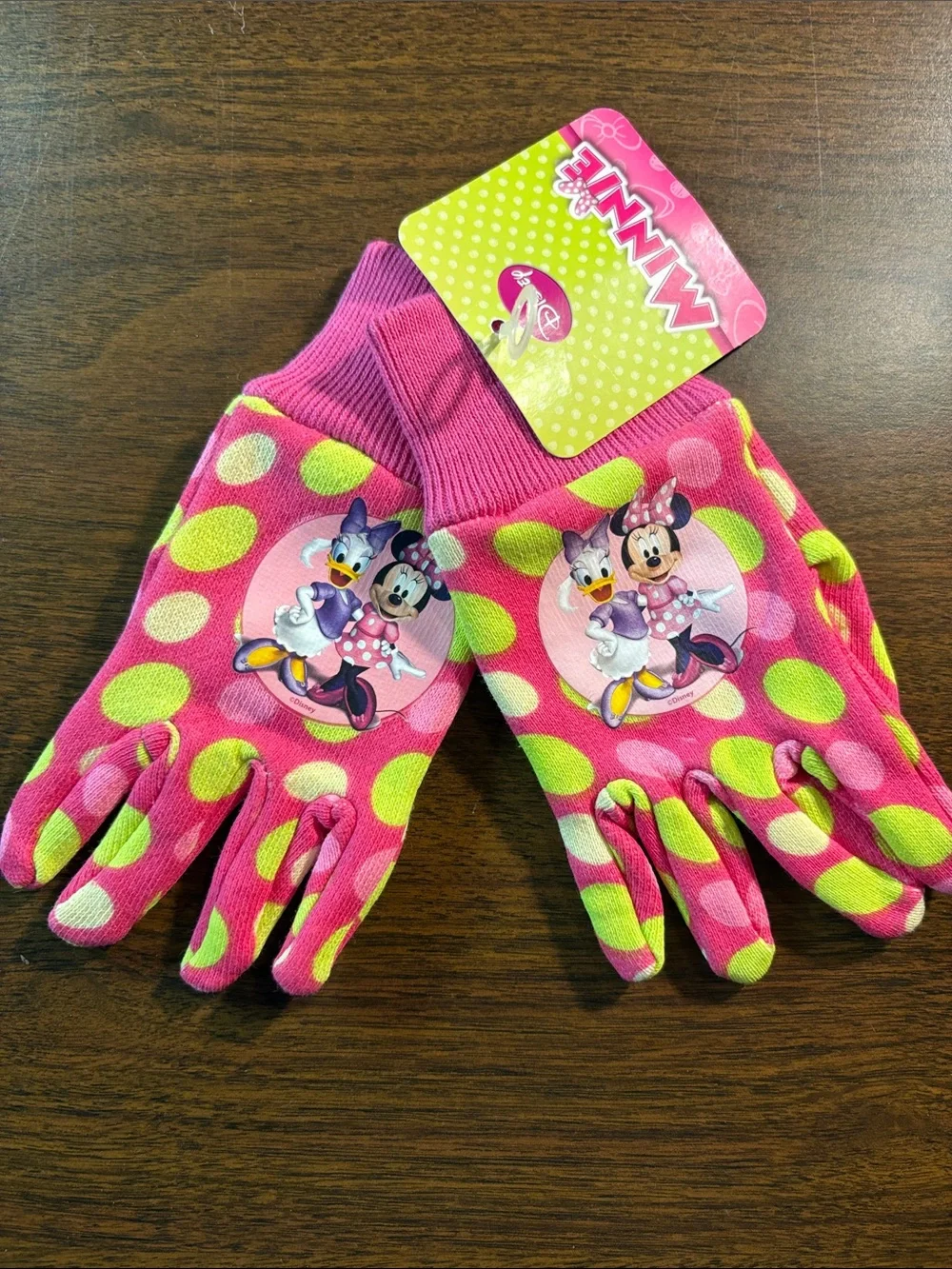Kids Pink Polka Dot Garden Gloves - Minnie Mouse